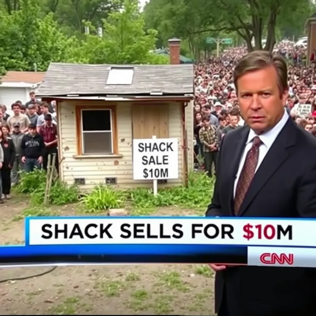 Television broadcast of a shack listed and sold for $10M USD.